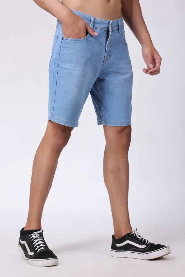 Light_Blue_Slim_Mid_Rise_Shorts_For_Men