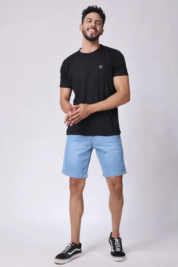 Light_Blue_Slim_Mid_Rise_Shorts_For_Men