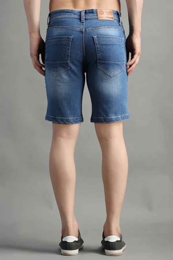 Blue_Slim_Mid_Rise_Ripped_Shorts_For_Men