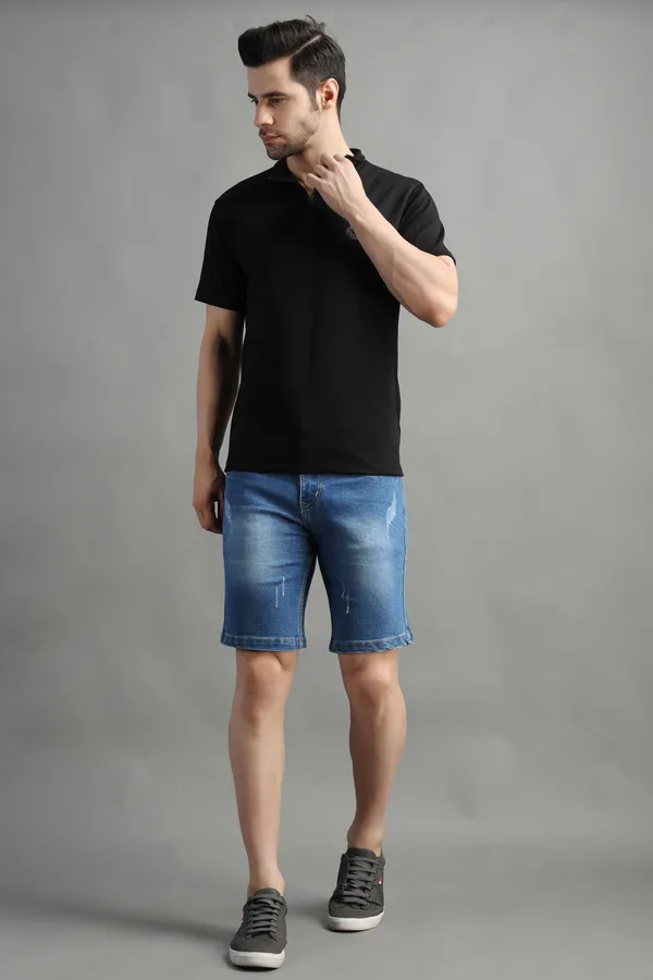 Blue_Slim_Mid_Rise_Ripped_Shorts_For_Men