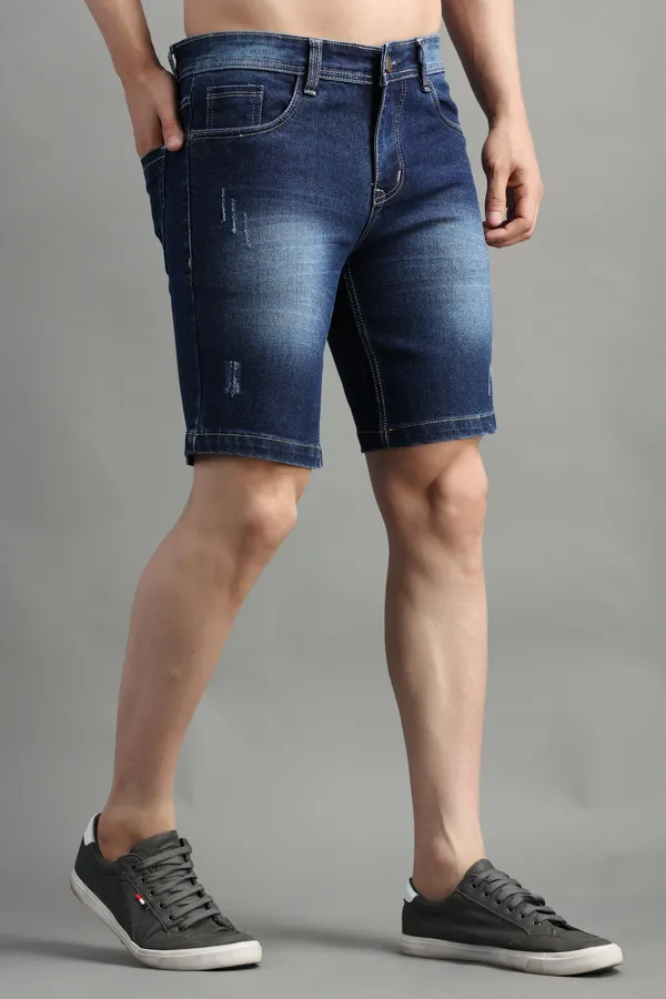 Dark_Blue_Slim_Mid_Rise_Ripped_Shorts_For_Men