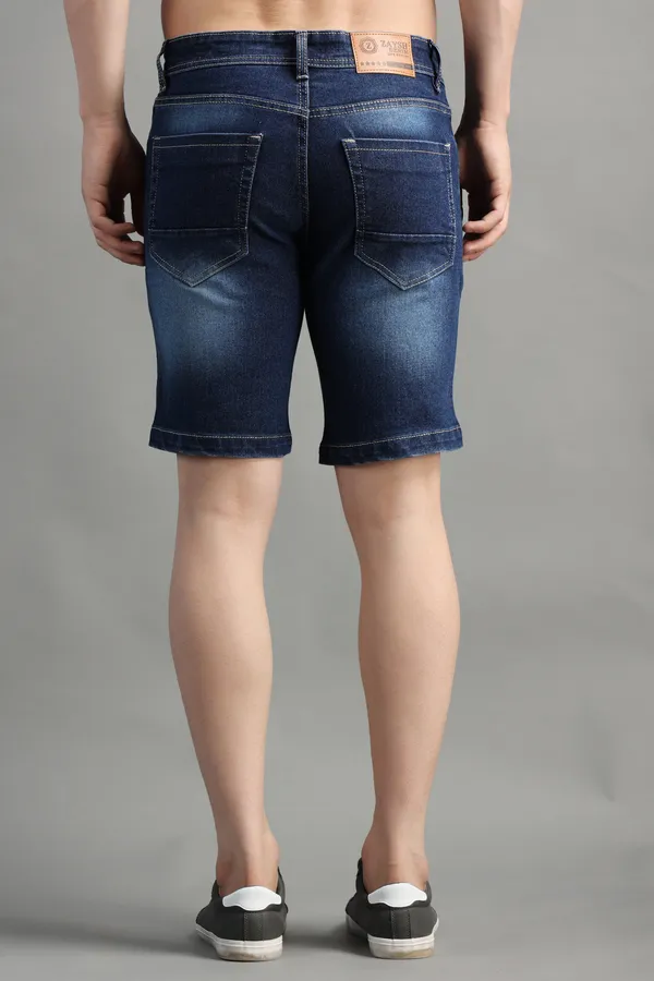 Dark_Blue_Slim_Mid_Rise_Ripped_Shorts_For_Men