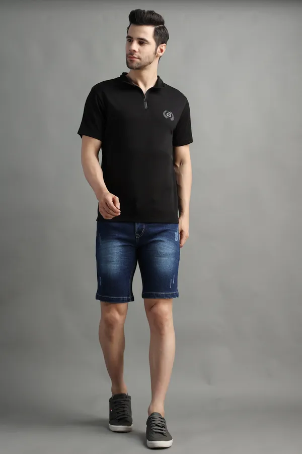 Dark_Blue_Slim_Mid_Rise_Ripped_Shorts_For_Men