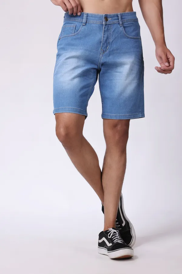 Blue_Slim_Mid_Rise_Shorts_For_Men