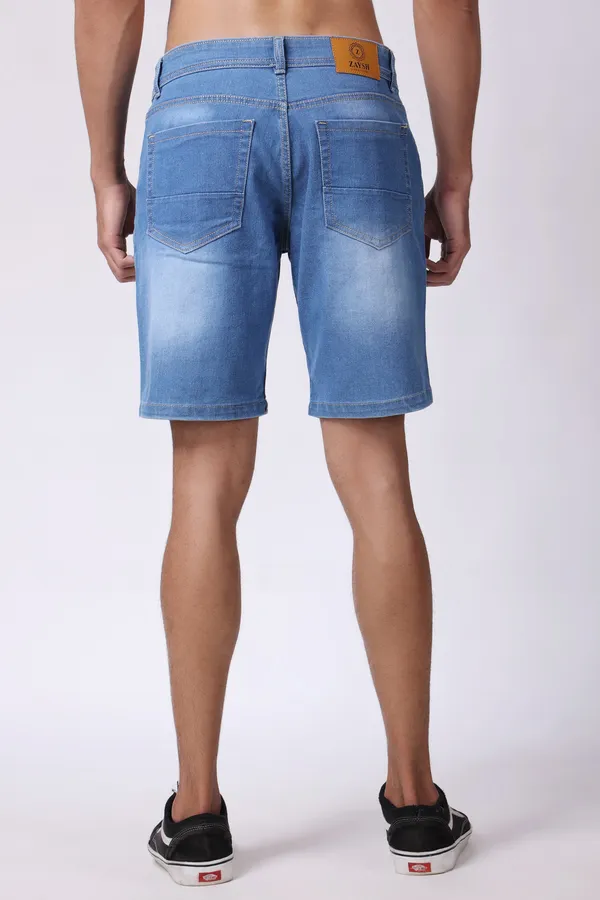 Blue_Slim_Mid_Rise_Shorts_For_Men
