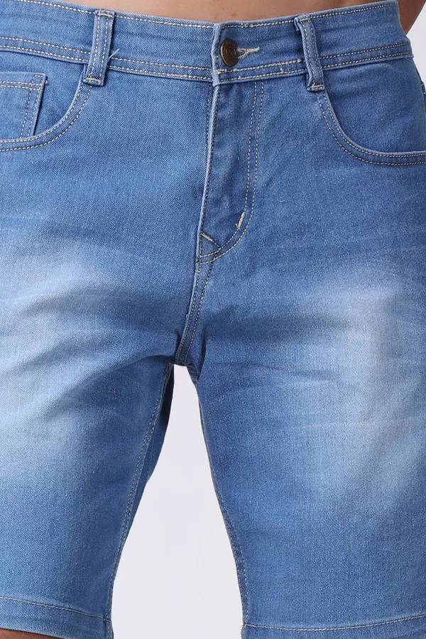 Blue_Slim_Mid_Rise_Shorts_For_Men