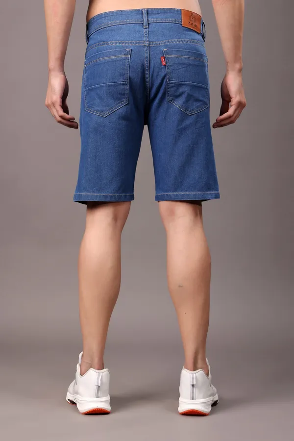 Blue_Slim_Mid_Rise_Shorts_For_Men