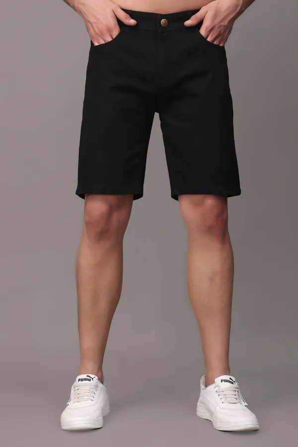 Black_Slim_Mid_Rise_Shorts_For_Men