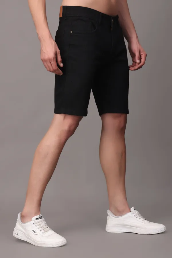Black_Slim_Mid_Rise_Shorts_For_Men