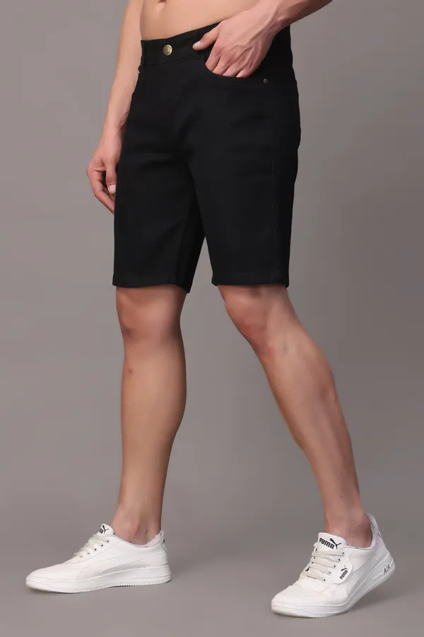 Black_Slim_Mid_Rise_Shorts_For_Men