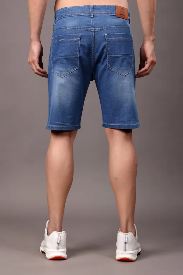 Blue_Slim_Mid_Rise_Shorts_For_Men