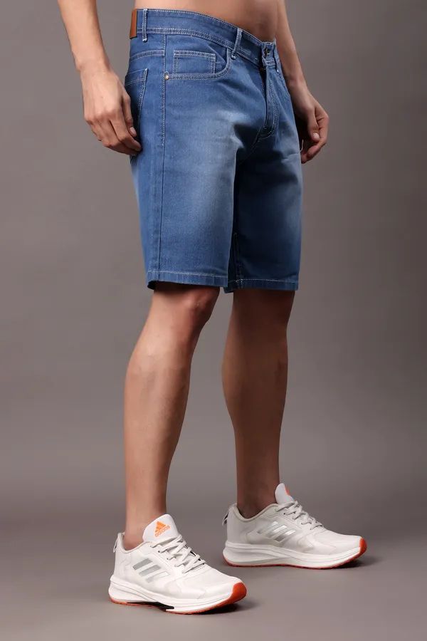 Blue_Slim_Mid_Rise_Shorts_For_Men