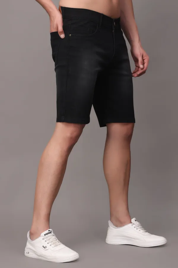 Black_Slim_Mid_Rise_Shorts_For_Men