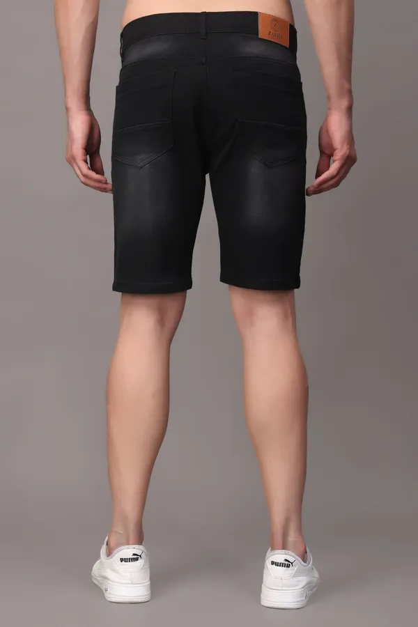 Black_Slim_Mid_Rise_Shorts_For_Men