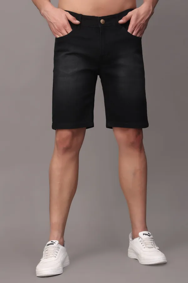Black_Slim_Mid_Rise_Shorts_For_Men