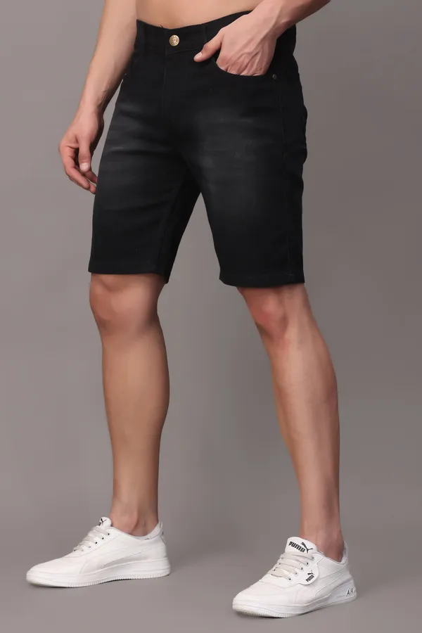 Black_Slim_Mid_Rise_Shorts_For_Men