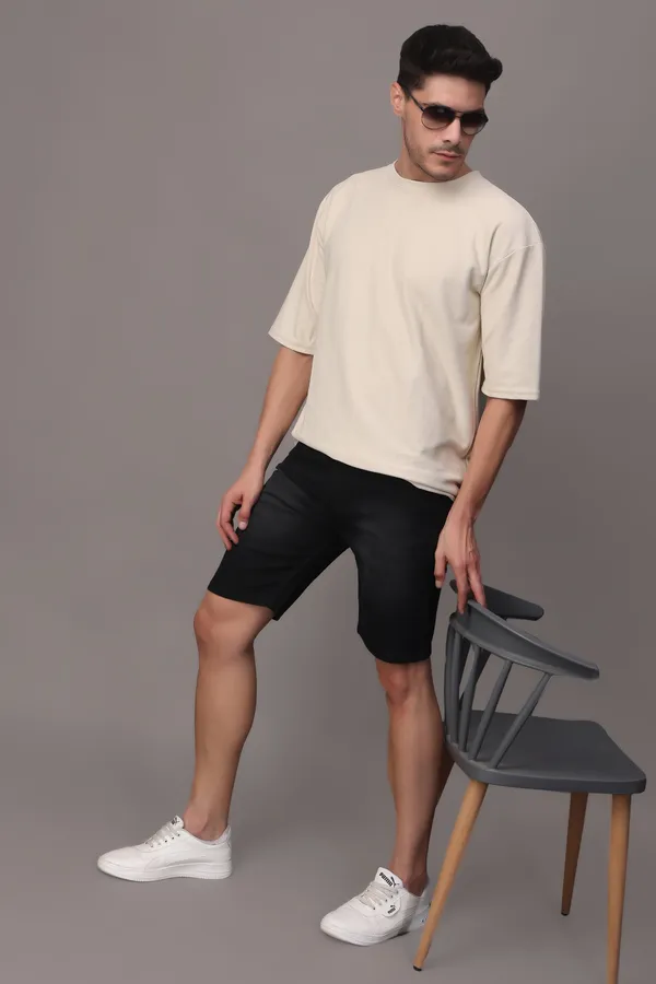 Black_Slim_Mid_Rise_Shorts_For_Men