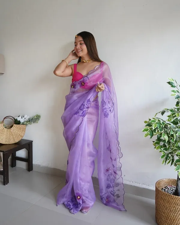 Purple_Women_Fancy_Orangaza_Sari_With_Unstitch__Blouse_For_Women