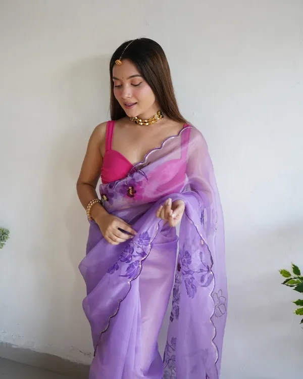 Purple_Women_Fancy_Orangaza_Sari_With_Unstitch__Blouse_For_Women