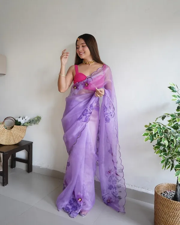 Purple_Women_Fancy_Orangaza_Sari_With_Unstitch__Blouse_For_Women