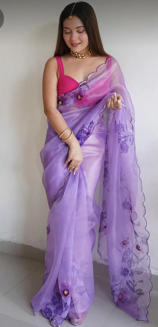 Purple_Women_Fancy_Orangaza_Sari_With_Unstitch__Blouse_For_Women