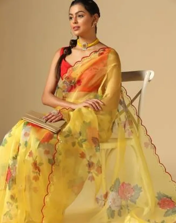 Mustard_Women_Fancy_Orangaza_Sari_With_Unstitch__Blouse_For_Women