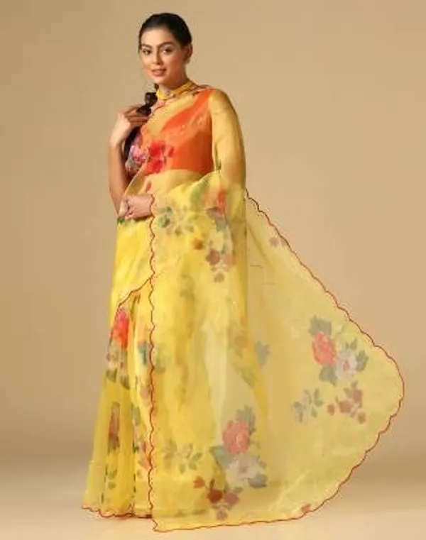Mustard_Women_Fancy_Orangaza_Sari_With_Unstitch__Blouse_For_Women