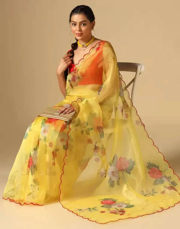 Mustard_Women_Fancy_Orangaza_Sari_With_Unstitch__Blouse_For_Women