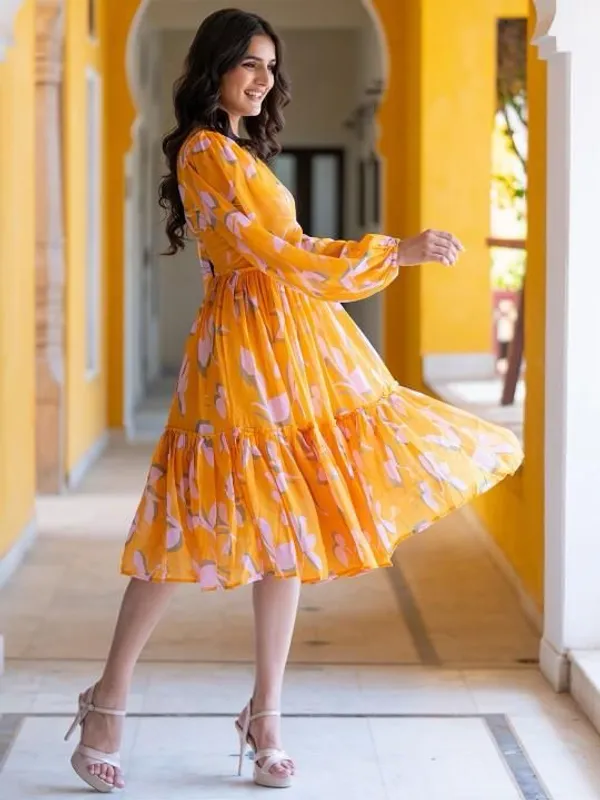 Golden_Bloom_Tiered_Midi_Dress__Sunshine_In_Every_Step_For_Women