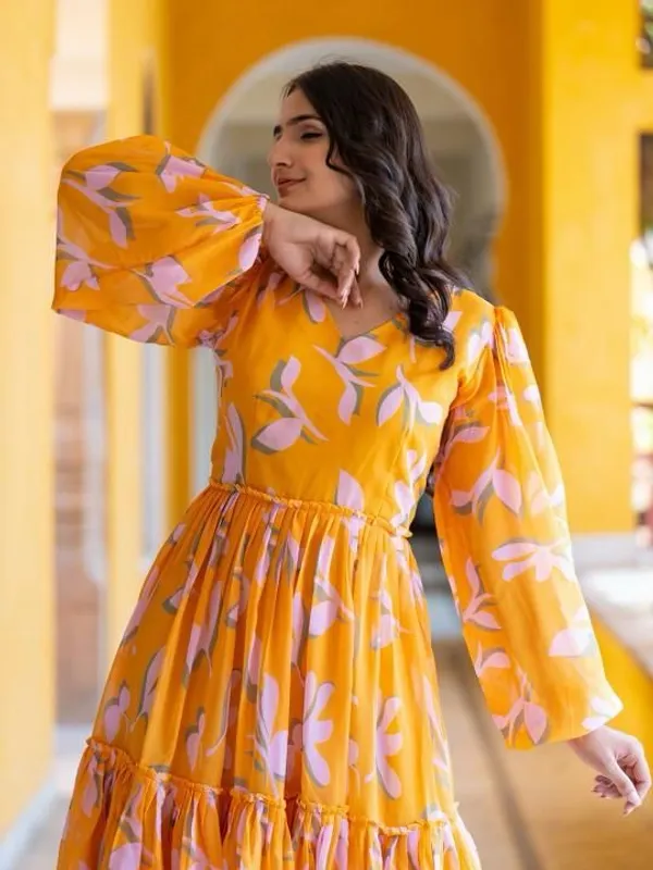 Golden_Bloom_Tiered_Midi_Dress__Sunshine_In_Every_Step_For_Women