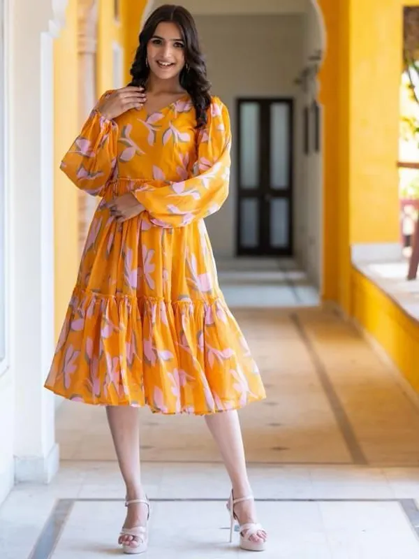 Golden_Bloom_Tiered_Midi_Dress__Sunshine_In_Every_Step_For_Women