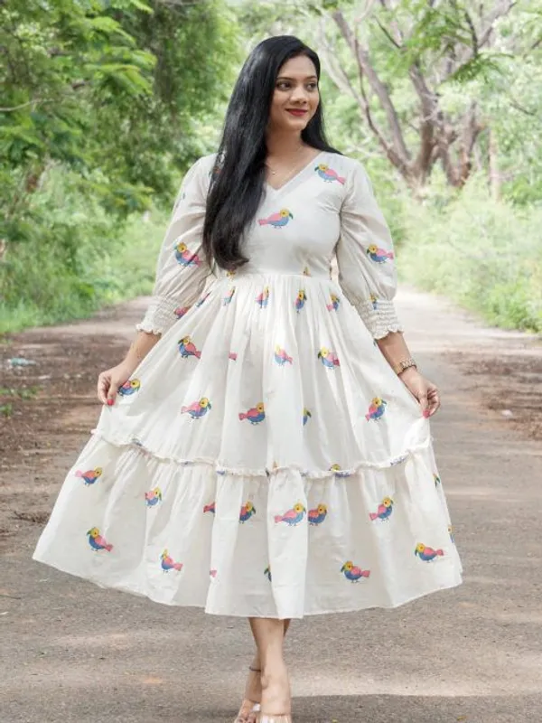 Tropical_Parrot_White_Midi_Dress__Whimsy_In_Every_Step_For_Women