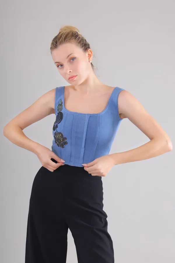 Blue_Midnight_Bloom_Hand_Painted_Denim_Corset_Top_For_Women