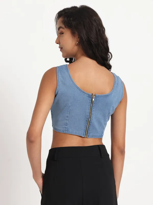 Blue_Empowered_Beauty_Hand-Painted_Denim_Crop_Top_For_Women