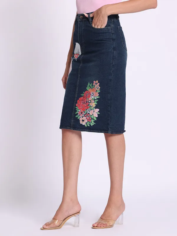 Multicolor_Butterfly_Garden_Artisan_Denim_Skirt_For_Women