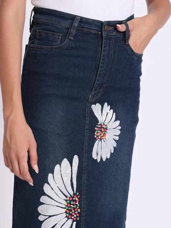 Indigo_Blue_Daisy_Dream_Hand_Painted_Denim_Skirt_For_Women