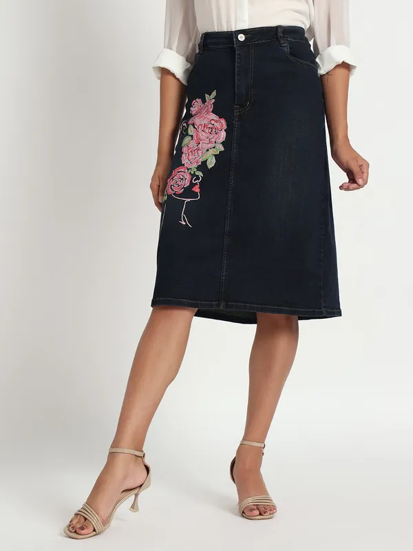 Blue_Rise_in_Bloom_Hand-Painted_Denim_Skirt_For_Women