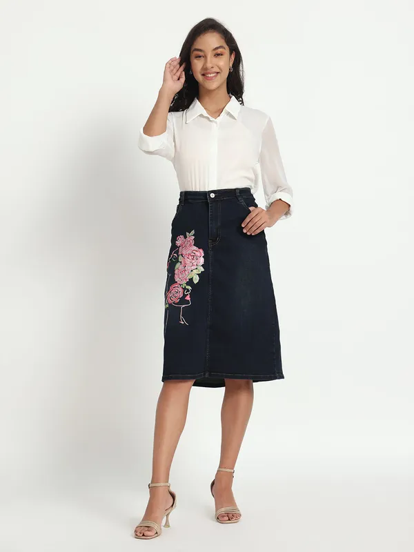 Blue_Rise_in_Bloom_Hand-Painted_Denim_Skirt_For_Women