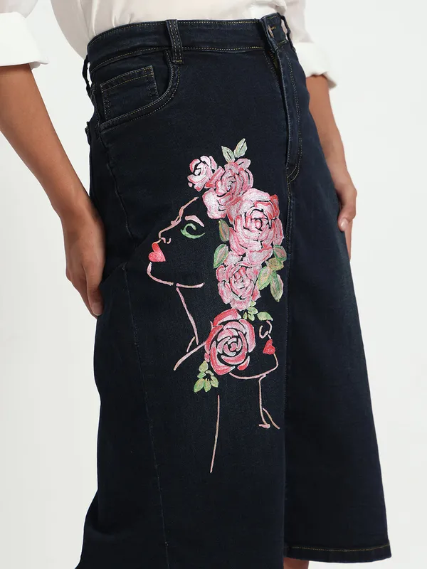 Blue_Rise_in_Bloom_Hand-Painted_Denim_Skirt_For_Women