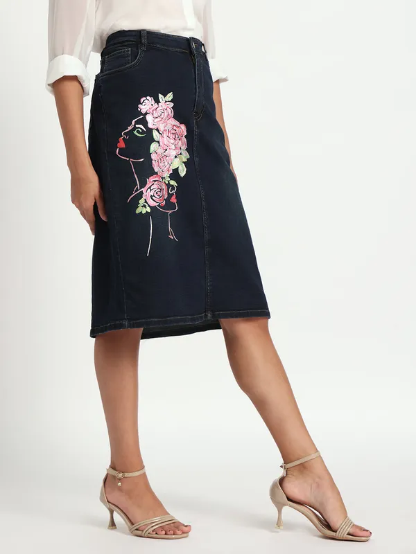 Blue_Rise_in_Bloom_Hand-Painted_Denim_Skirt_For_Women