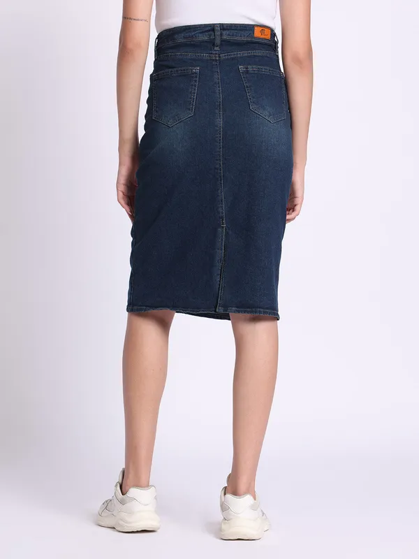 Blue_Sunflower_Bloom_Hand-Painted_Denim_Skirt_For_Women