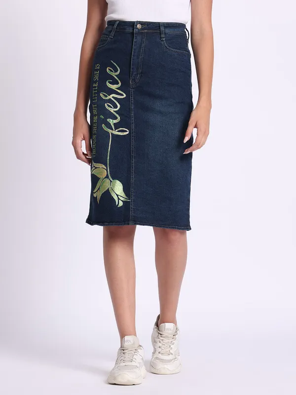 Blue_Fierce_Inspirational_Midi_Denim_Skirt_For_Women