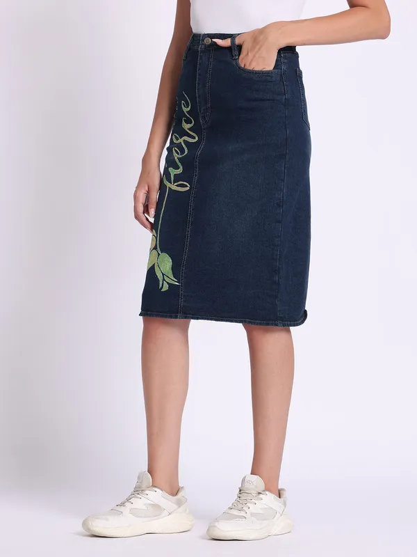 Blue_Fierce_Inspirational_Midi_Denim_Skirt_For_Women