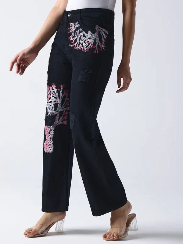 Black_Cherry_Blossom_Hand_Painted_Denim_Jeans_For_Women