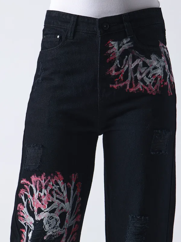 Black_Cherry_Blossom_Hand_Painted_Denim_Jeans_For_Women