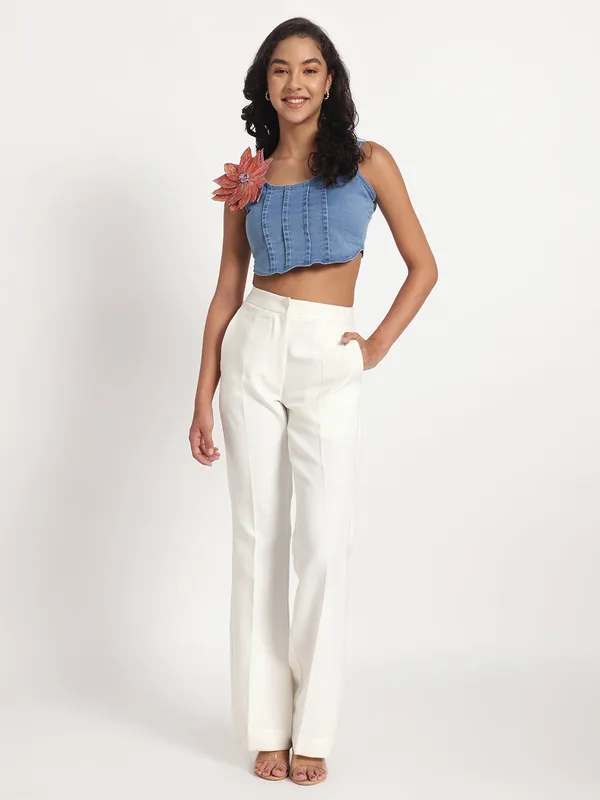 Blue_Denim_Crop_Jeans_Top_with_Brooch_For_Women