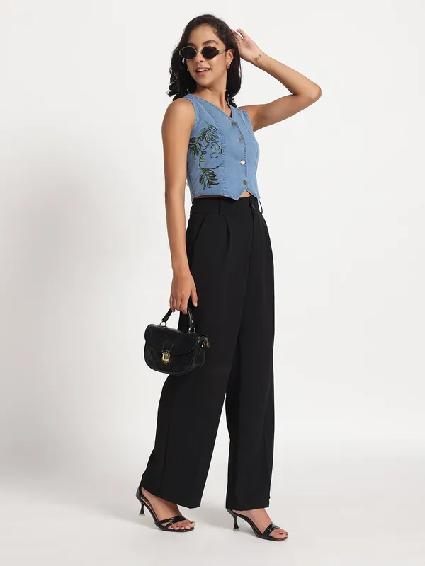 Blue_Nature's_Grace_Hand_Painted_Denim_Jeans_Top_For_Women