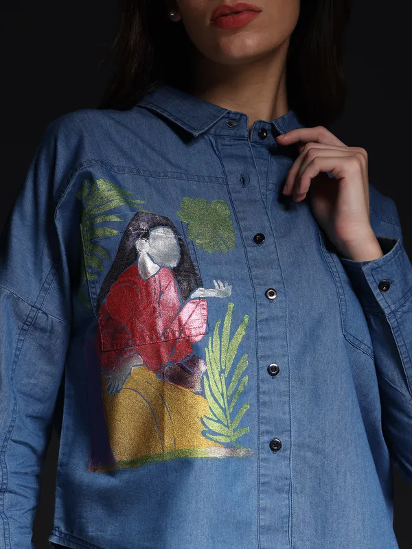 Blue_She_Believed_Artistic_Denim_Top_Jeans_Shirt_For_Women