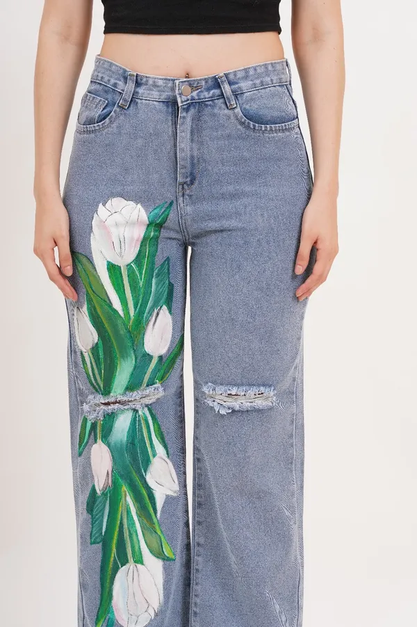 Blue_Tulip_Bloom_Jeans-_Non_stretch_Artist_edition_For_Women