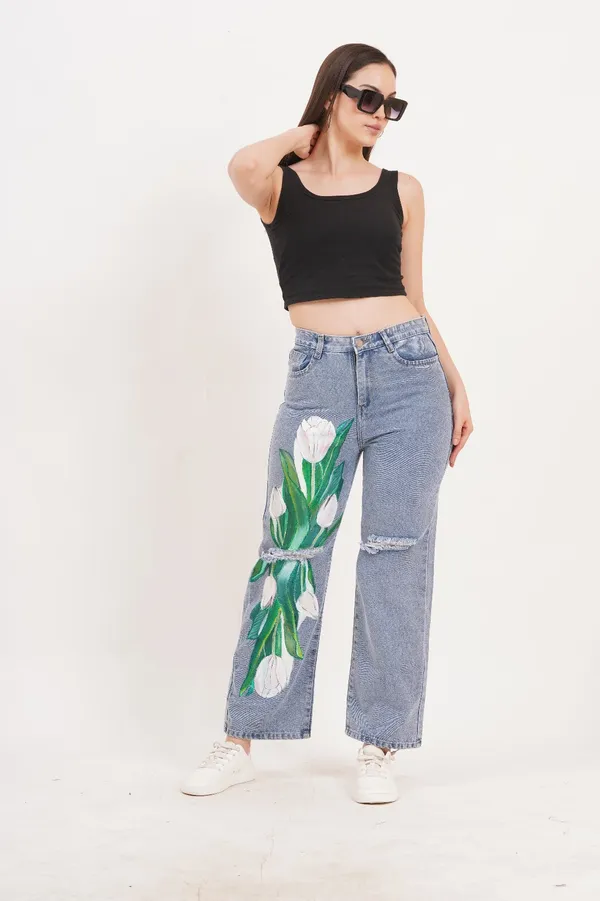 Blue_Tulip_Bloom_Jeans-_Non_stretch_Artist_edition_For_Women